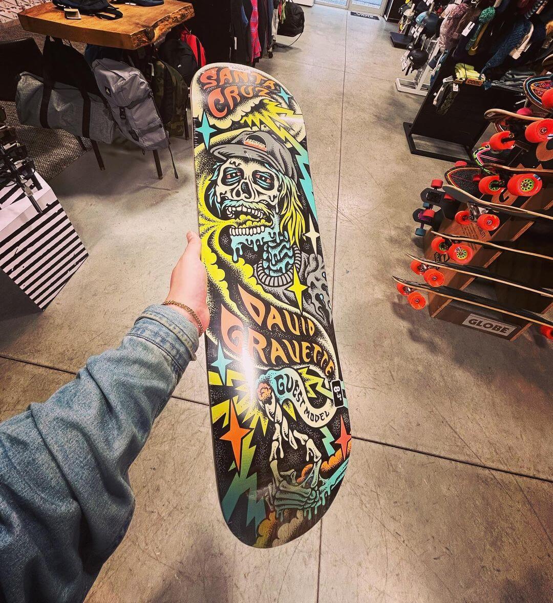 Santa Cruz David Gravette guest model  at Backwoods Snowboards and Skateboards in Auburn Maine