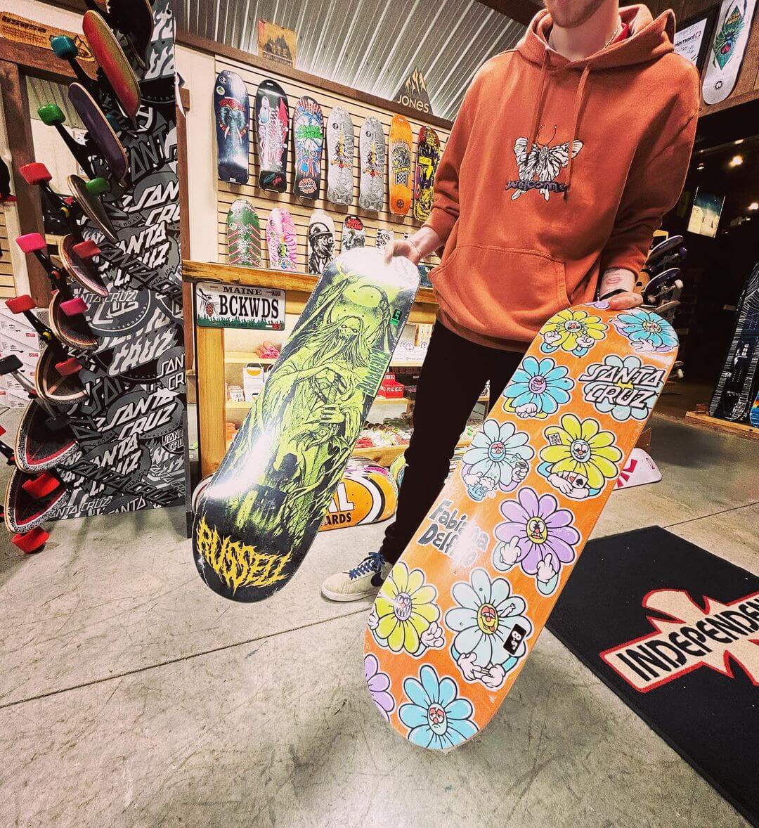 santa cruz skateboard decks  at Backwoods Snowboards and Skateboards in Auburn Maine