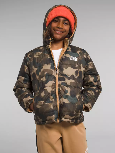 The North Face Boys' Reversible Mt Chimbo Full Zip Hooded Jacket Utility Brown Camo
