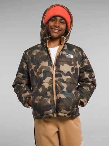 The North Face Boys' Reversible Mt Chimbo Full Zip Hooded Jacket Utility Brown Camo