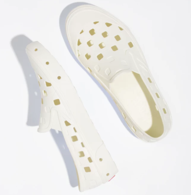 White slip on vans with holes sales