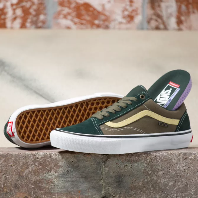 Vans old skool scarab top green & white skate shoes